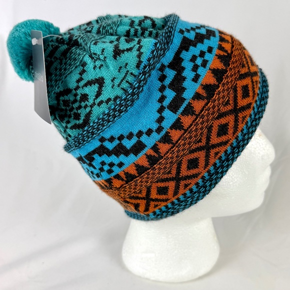 NWT Pistil Winter Beanie Stocking Ski Cap Isabetta Teal Aztec Christmas Gift - Picture 1 of 12